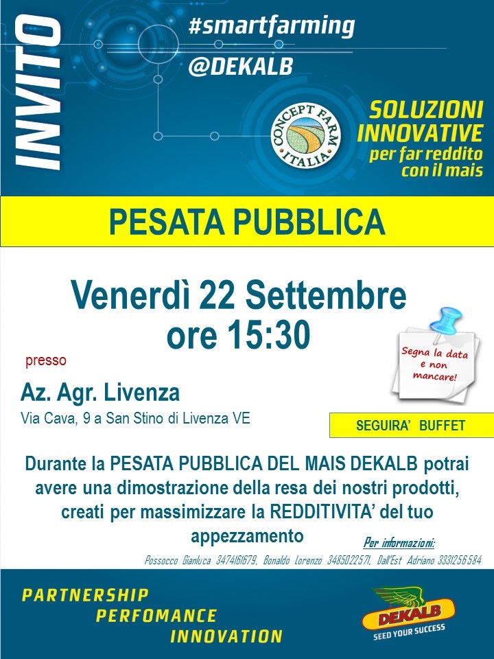 Invito alla Pesata di Dekalb Mais - coltivazione più redditizia